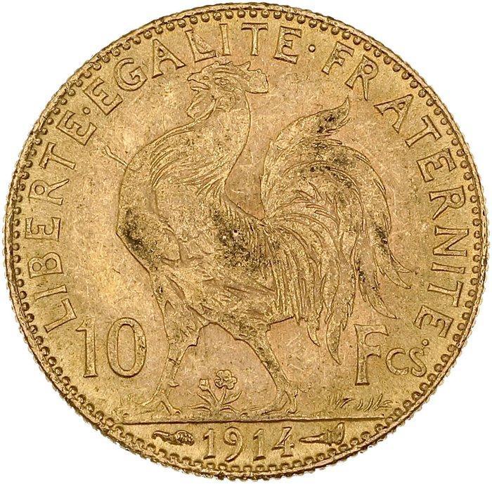 3,22 grams - Goud .900 - 10 Francs 1914 Marianne Coq, Postzegels en Munten, Edelmetalen en Baren
