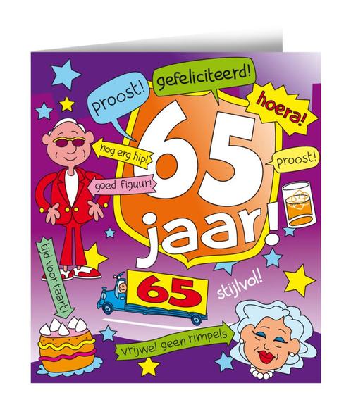 Verjaardagskaart 65 Jaar Cartoon 16,5cm, Hobby en Vrije tijd, Feestartikelen, Nieuw, Verzenden