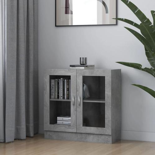 vidaXL Vitrinekast 82,5x30,5x80 cm bewerkt hout betongrijs, Huis en Inrichting, Kasten | Boekenkasten, Nieuw, Verzenden