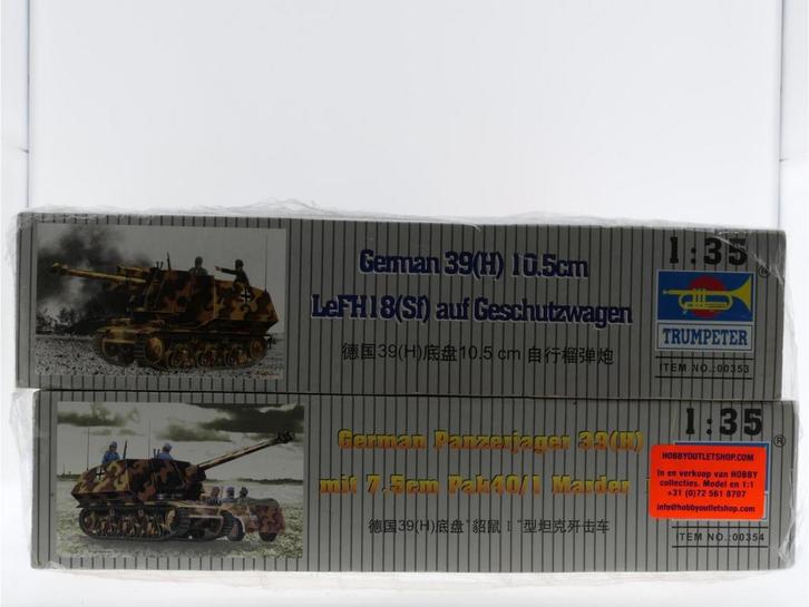 Schaal 1:35 Trumpeter Artillerie 2 paketten Pak40/1 Marde..., Hobby en Vrije tijd, Modelbouw | Auto's en Voertuigen, Overige typen