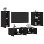 vidaXL 7-delige tv-wandmeubelset met LED bewerkt hout zwart, Huis en Inrichting, Kasten |Televisiemeubels, Nieuw, Verzenden