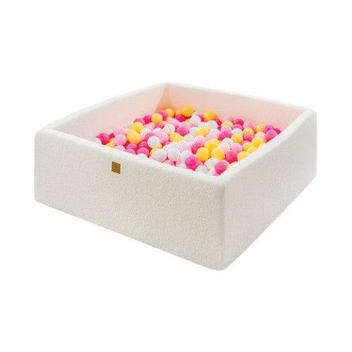 Vierkante Ballenbak met Roze/Gele/Witte Ballen - Wit Boucle, Kinderen en Baby's, Speelgoed | Overig, Verzenden
