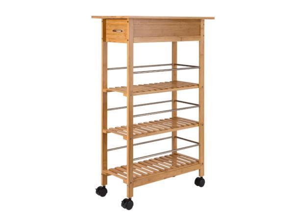 Veiling - LIVARNOhome Keukenwagen van bamboe met 3 planke, Huis en Inrichting, Keuken | Keukenelementen