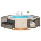 vidaXL Hottub-ombouw poly rattan massief acaciahout grijs, Tuin en Terras, Zwembaden, Verzenden, Nieuw