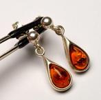 Barnsteen - 925 zilver - oranje Baltisch barnsteen stenen -, Verzamelen, Mineralen en Fossielen