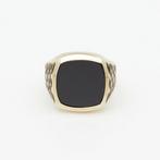 Ring - 8 karaat Geel goud Onyx, Handtassen en Accessoires, Ringen, Nieuw