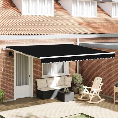 vidaXL Inklapbare Luifel Zwart 400 × 300 cm Polyester, Tuin en Terras, Zonneschermen, Nieuw, Verzenden