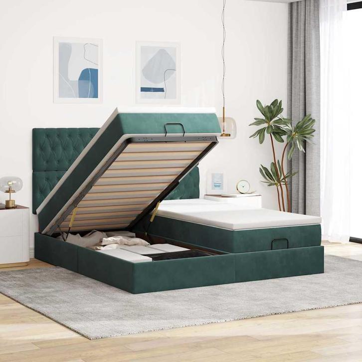 vidaXL Ottoman bed met matrassen 180x200cm fluweel, Huis en Inrichting, Slaapkamer | Bedden, Nieuw, Verzenden