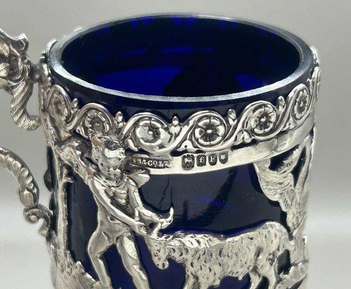 Pot - .925 zilver - Mosterdpot met lepel, Antiek en Kunst, Antiek | Zilver en Goud