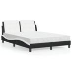 vidaXL Bed met matras kunstleer zwart en wit 140x190 cm, Nieuw, Verzenden