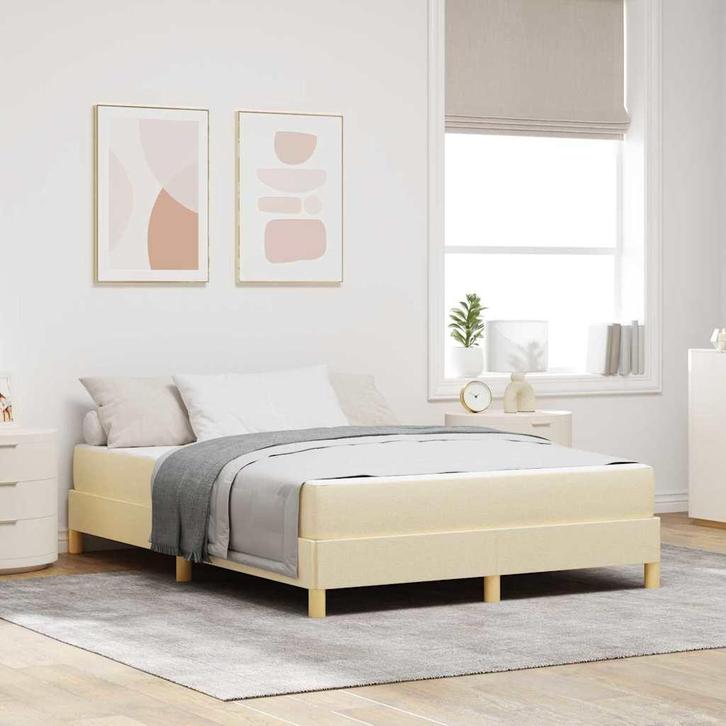 vidaXL Boxspring bed Crème en bruin 160 x 200 cm, Huis en Inrichting, Slaapkamer | Bedden, Nieuw, Verzenden
