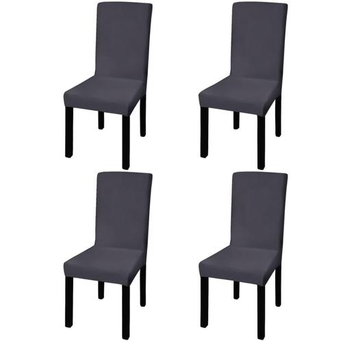 vidaXL Stoelhoezen 4 st stretch recht antracietkleurig, Tuin en Terras, Tuinmeubel-accessoires, Nieuw, Verzenden