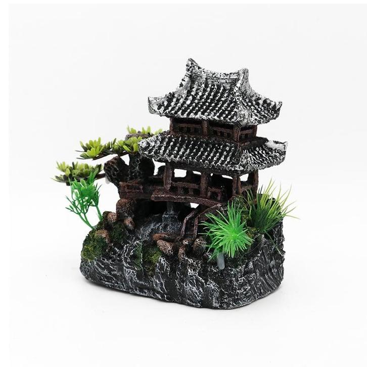 Oude tempel met planten OS-153 - aquarium decoratie, Dieren en Toebehoren, Vissen | Aquaria en Toebehoren, Sierelement, Nieuw