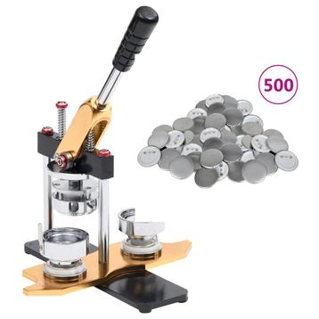 vidaXL Buttonmachine draaipunch met 500 st buttononderdelen, Verzenden