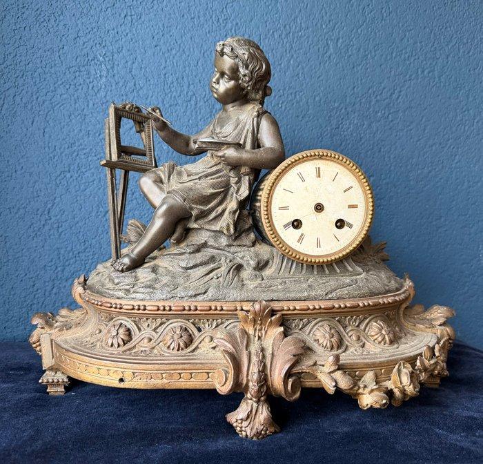 Pendule - Metaal, Zinklegering - 1850-1900, Antiek en Kunst, Antiek | Klokken