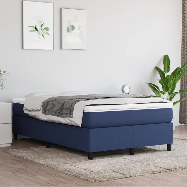 vidaXL Boxspring bed 120x200 cm stof blauw, Huis en Inrichting, Slaapkamer | Bedden, Nieuw, Verzenden
