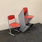 complete set van 9 stuks schoolstoelen Eromes, rood - grijs, Huis en Inrichting, Stoelen, Gebruikt, Hout, Vijf, Zes of meer stoelen