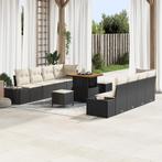 vidaXL 11-delige ligbedden set met kussens zwart poly rattan, Verzenden, Nieuw
