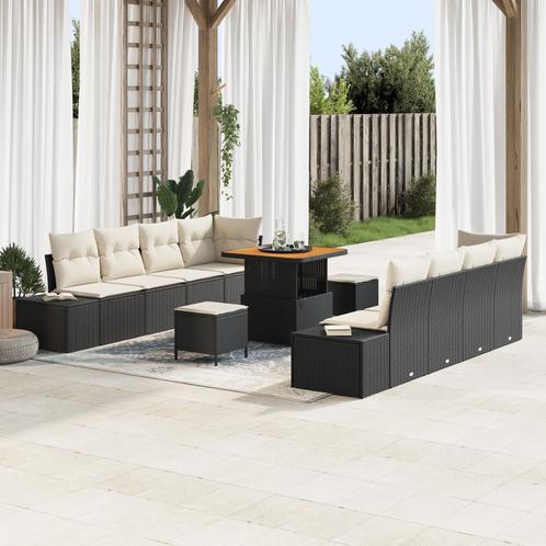 vidaXL 11-delige ligbedden set met kussens zwart poly rattan, Tuin en Terras, Tuinsets en Loungesets, Nieuw, Verzenden