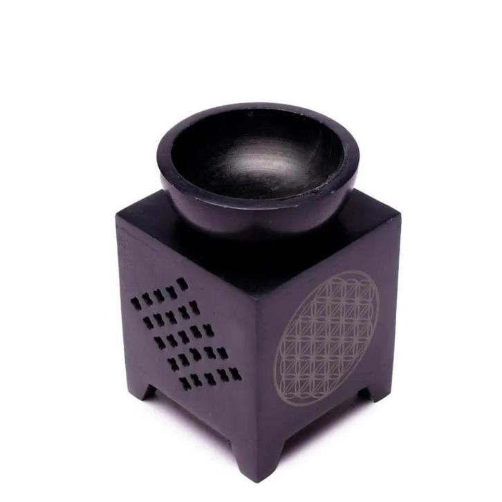 Olieverdamper Zeepsteen Vierkant Bloem des Levens Zwart, Sport en Fitness, Gezondheidsproducten en Wellness, Ophalen of Verzenden