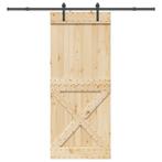 vidaXL Schuifdeur met beslag 95x210 cm massief grenenhout, Doe-het-zelf en Bouw, Deuren en Vliegenramen, Verzenden, Nieuw