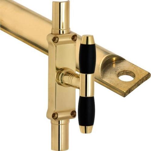 Kruk-espagnolet Ton Ebben messing gelakt inclusief 1 stang, Doe-het-zelf en Bouw, Hang- en Sluitwerk, Klink of Kruk, Nieuw, Overige materialen