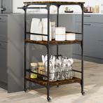 vidaXL Keukentrolley 60,5x50x105 cm bewerkt hout gerookt, Huis en Inrichting, Verzenden, Nieuw