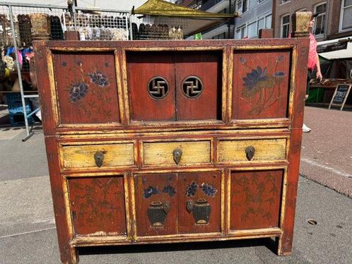 Kast - Els, populier - China - Chinees buffet Kast, Antiek en Kunst, Antiek | Overige Antiek