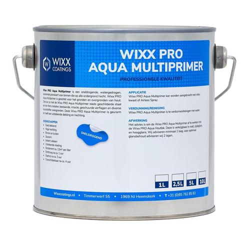 Wixx PRO Multiprimer Aqua RAL 9010 | Zuiver Wit 2.5L, Doe-het-zelf en Bouw, Verf, Beits en Lak, Nieuw, Verzenden
