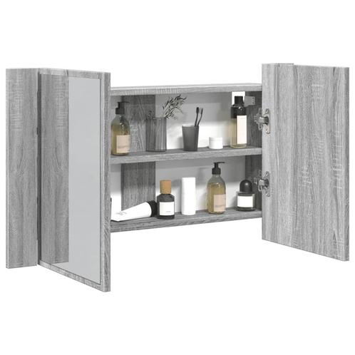 vidaXL Badkamerkast met spiegel en LED 80x12x45 cm acryl, Huis en Inrichting, Tafels | Kaptafels, Nieuw, Verzenden