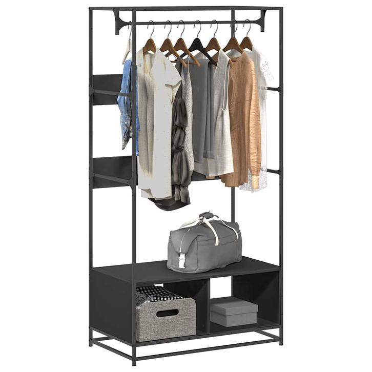 vidaXL Kledingkast 90x50x180 cm bewerkt hout zwart, Huis en Inrichting, Kasten | Kleerkasten, Nieuw, Verzenden
