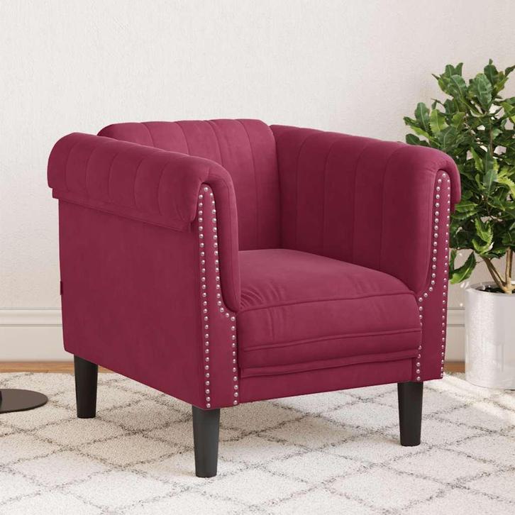 vidaXL Fauteuil fluweel wijnrood, Huis en Inrichting, Zetels | Zetels, Nieuw, Verzenden
