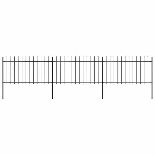 vidaXL Tuinhek met speerpunt staal 537x100 cm zwart, Tuin en Terras, Tuinhekken en Hekwerk, Nieuw, Verzenden