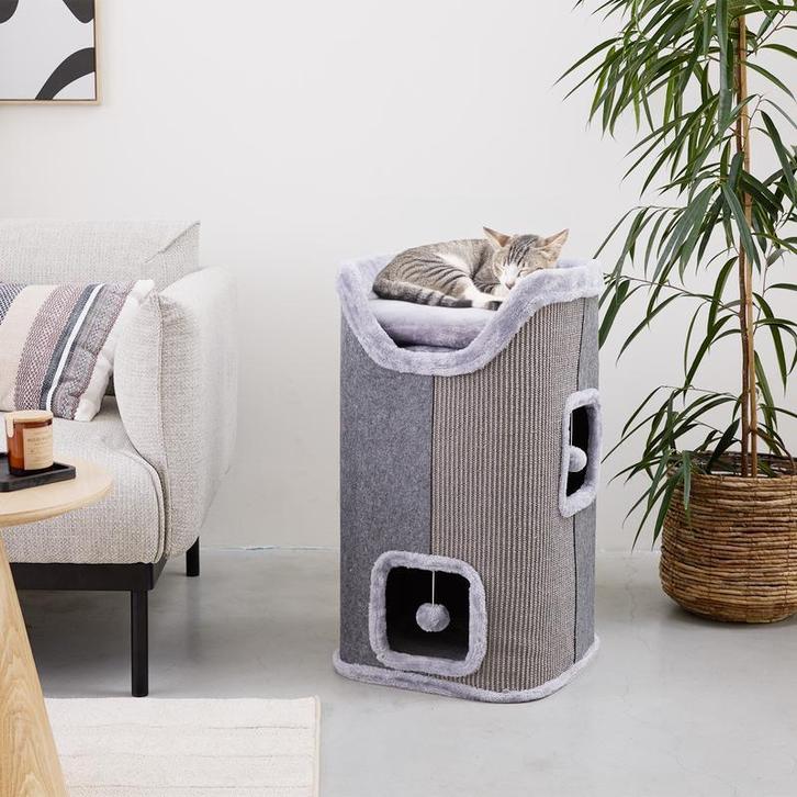 Luxe krabton voor katten - grijs - Ø 43 x 75 cm, Dieren en Toebehoren, Katten-accessoires, Nieuw, Verzenden