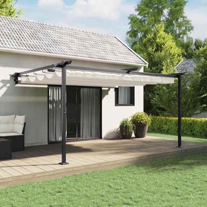vidaXL Prieel Crème 400 x 300 x 200 cm Polyester, Jardin & Terrasse, Tonnelles, Envoi