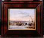 Louis Schepens (1816-1884) - Netherlands, winter skating, Antiek en Kunst