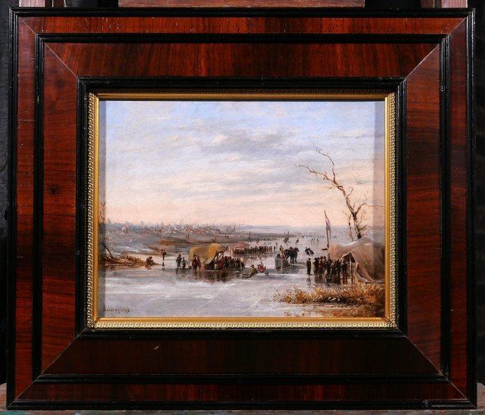 Louis Schepens (1816-1884) - Netherlands, winter skating, Antiek en Kunst, Kunst | Schilderijen | Klassiek