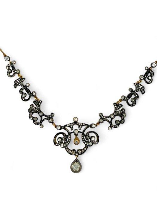 Halsketting - 14 karaat Geel goud, Witgoud, Antieke ketting, Handtassen en Accessoires, Kettingen