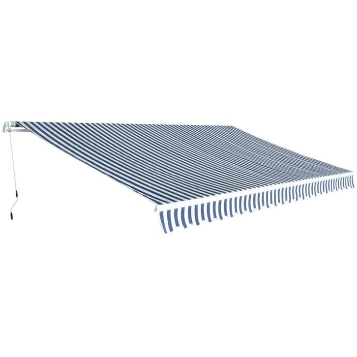 vidaXL Luifel handmatig uitschuifbaar 500 cm blauw en wit, Tuin en Terras, Zonneschermen, Nieuw, Verzenden