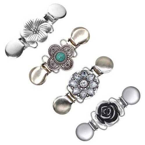 Fako Bijoux® - Vestsluiting - Vestclip - Set 4 Stuks -, Handtassen en Accessoires, Broches, Verzenden