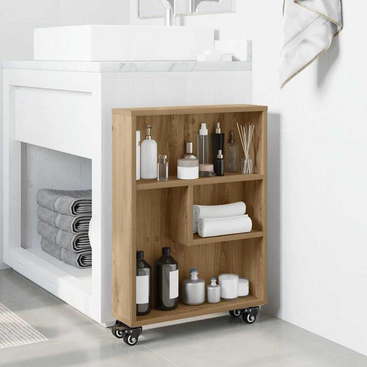 vidaXL Opbergtrolley smal 48x13x68 cm bewerkt hout, Huis en Inrichting, Kasten | Boekenkasten, Nieuw, Verzenden