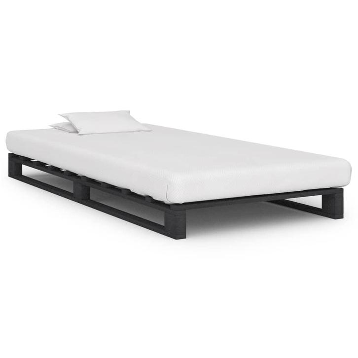 vidaXL Bedframe pallet massief grenenhout grijs 100x200 cm, Huis en Inrichting, Slaapkamer | Bedden, Nieuw, Verzenden