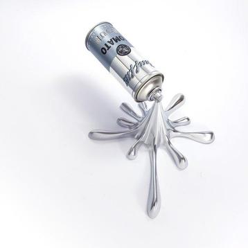 2FAST - Chrome Silver Graffiti Soup Splash Can Sculpture