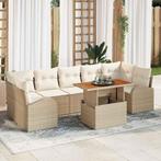 vidaXL 8-delige tuinset met kussens in beige poly rattan en, Tuin en Terras, Verzenden, Nieuw