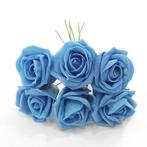 Foam roos princess kleurvast turquoise 6 cm. bundel
