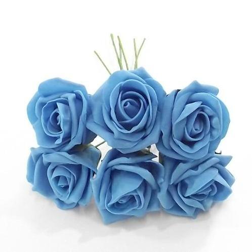 Foam roos princess kleurvast turquoise 6 cm. bundel, Maison & Meubles, Accessoires pour la Maison | Plantes & Fleurs artificielles