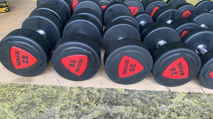 Set Haltères Uréthane Ziva 24kg - 42kg + Rack Matrix offert, Sport en Fitness, Fitnessmaterialen, Ophalen of Verzenden