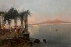 Oscar Ricciardi (1864-1935) - Tarantella sul Golfo di Napoli, Antiquités & Art