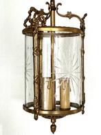 Elegante Bronzen luchter , lantaren met weelderige gestrikte