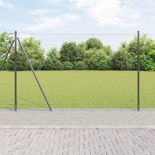 vidaXL Hexagonaal Hek Grijs 1.5x50 m Staal, Tuin en Terras, Tuinhekken en Hekwerk, Nieuw, Verzenden